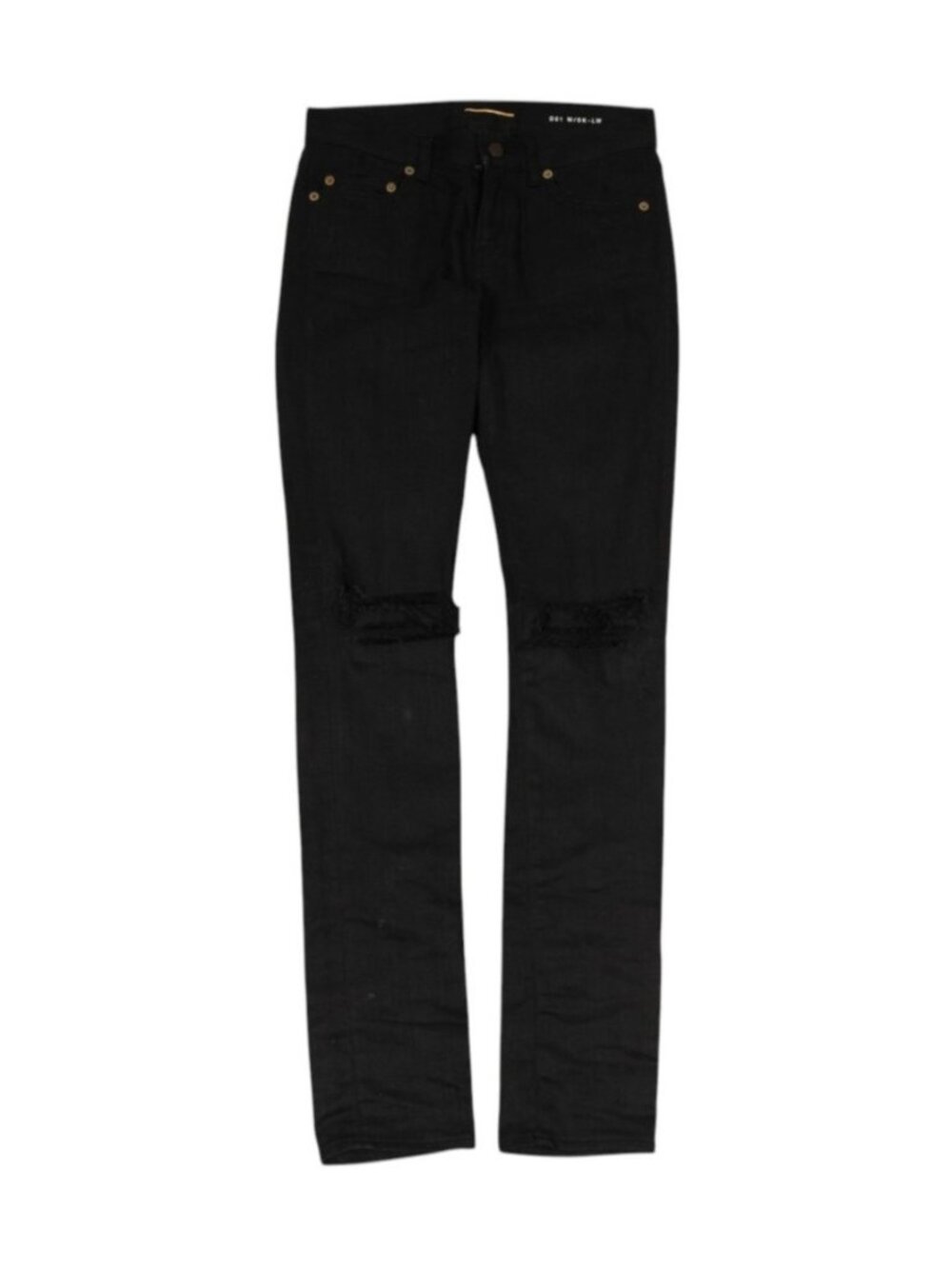 Saint Laurent D01 Skinny Low Waist Jeans Sz 25 Black Denim Knee Slash Distressed